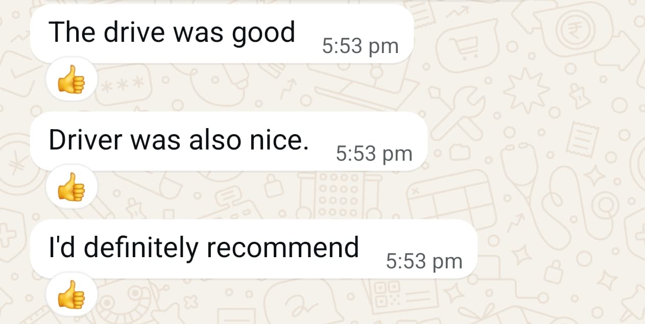 Verified JTCabs customer review testimonial screenshot